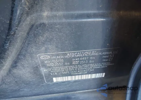 2016 Hyundai Sonata Limited z USA, uszkodzony, nr VIN 5NPE34AF4GH407341